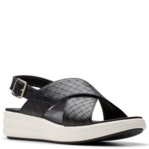 Clarks Drift Sun Sandals Black Woven Slingback Platform Cloudsteppers 7.5 M